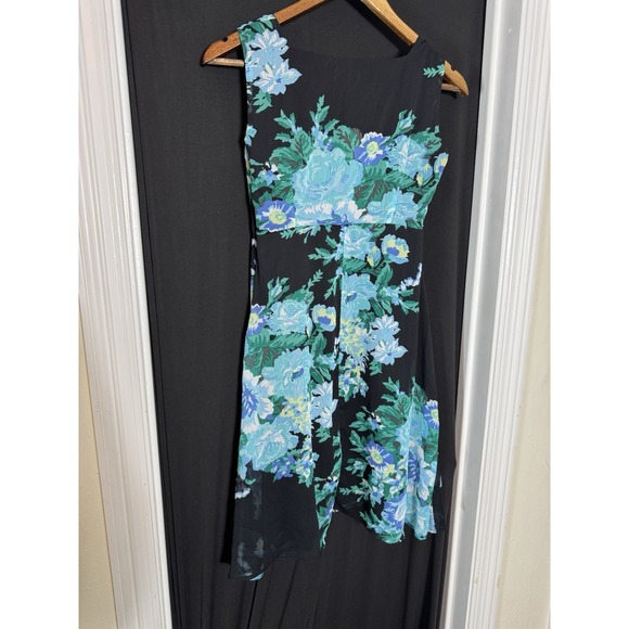 Merona Tank Dress Blue Green Lined Sheer Dark Floral Fairy Y2K babydoll S - Picture 10 of 10